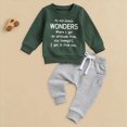 thumbnail image 2 of HCNTES Baby Boy Winter Clothes Baby Boy Clothes Fall 6 12 18 24 Months 2T 3T Football Long Sleeve Letter Wonders Printed Pullover Tops & Pant Sets Toddler Winter Outfits, 2 of 4