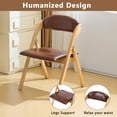 thumbnail image 3 of Set of 2 Wooden Folding Chairs - Natural Frame, Brown PU Leather Padded Seats, Portable, 400 lbs Capacity, 3 of 24