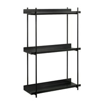 Kate and Laurel Dominic Modern Metal Bathroom Shelf, 20 x 7 x 30, Black, Contemporary Sleek 3-Tier Floating Shelves for Wall Decor, Display, and Over Toilet Storage