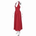 thumbnail image 4 of Women'S Summer Halter Dress Low Cut Sleeveless A Line Tulle Swing Corset Prom Formal Ball Gowns Red S, 4 of 9