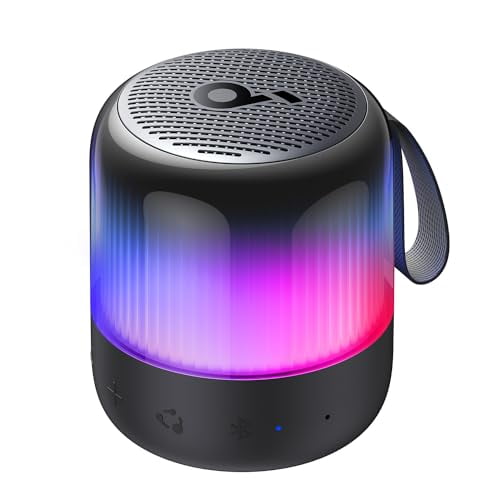 Soundcore Glow Mini altavoz portátil, altavoz Bluetooth con sonido de 360°, espectáculo de luces, batería de 12 horas, IP67 resistente al agua y al polvo (renovado)