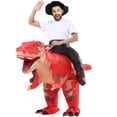 thumbnail image 3 of Disfraz inflable de dinosaurio Mxosum T-REX Ride para adulto, rojo, 3 of 6