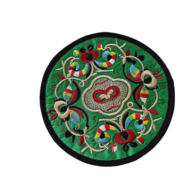 Wosthever Posavasos para bebidas, tapete étnico Vintage para taza de té, almohadilla bordada portátil, almohadillas aislantes, decoración de para Mostrada Verde Wosthever HA067842-06