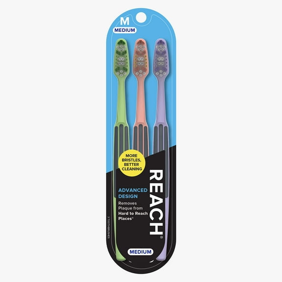 REACH Advanced Design Toothbrushes, MGF3 Medium, 2-Count