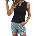 thumbnail image 4 of Mrat Basic Tank Tops Women's Solid Sleeveless Round Neck Camisoles Hollow Out Tube Pleated Tops Blouse Shapewear Tank Tops for Women S-45 Black S, 4 of 4