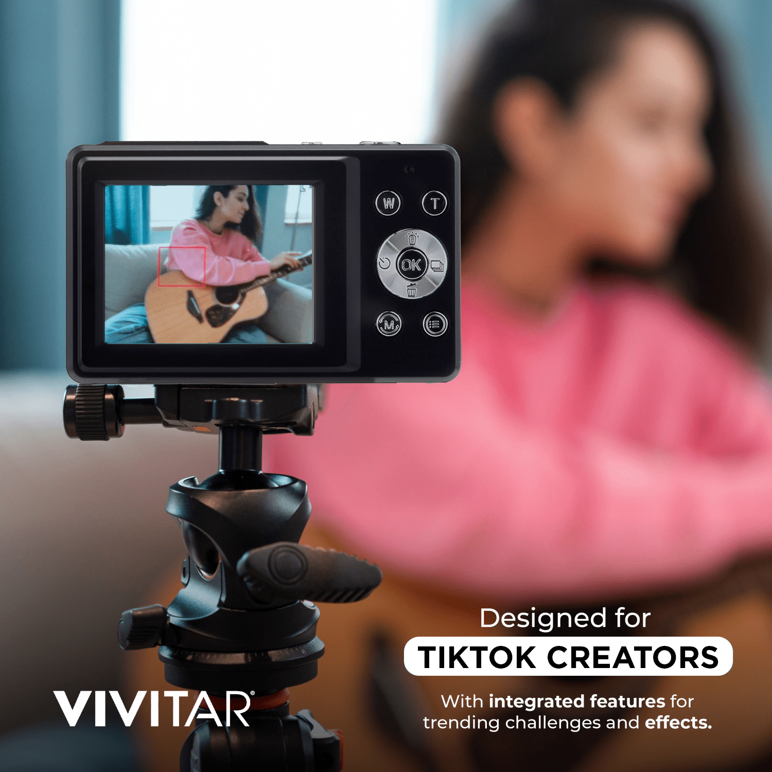 Vivitar Popsnap Compact Digital Camera, Black, 16X Zoom, 1080p, Built-in Flash, Micro SD, Slim Lightweight Pocket Design