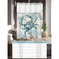 thumbnail image 6 of No Hook Shower Curtain with Snap in Liner,Coastal Crab Ocean Starfish Shell Waterproof Bath Curtain Double Layers with See Through Top Window,Blue Gradient Retro Back Hotel Shower Curtains 36x72in, 6 of 9