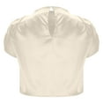 thumbnail image 5 of Timegard Tops for Women Trendy Satin Ruched Short Sleeve Back Button Cropped Top Slim Comfy Casual, 5 of 6