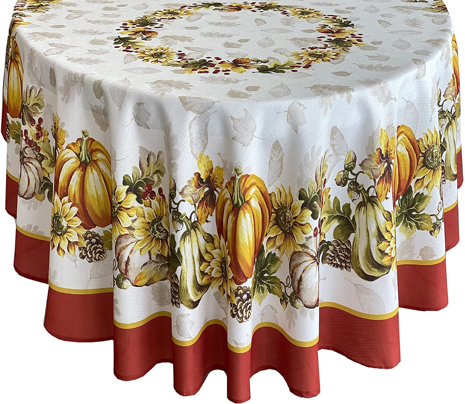 Thanksgiving Fall Fabric Tablecloth Brilliant Autumn Printed Damask Asst Size 
