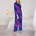 thumbnail image 4 of Disketp Pajamas Set Long Sleeve Sleepwear Womens Button Down Nightwear Pj Sets-Neon Gradient Blue, 4 of 9