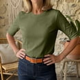 thumbnail image 7 of Wovilon Women's Half Sleeve Crew Neck Top, Solid Color Basic T-Shirt, Lightweight Stretch Casual Tee, Relaxed Fit Summer Blouse for Everyday Wear, 7 of 7