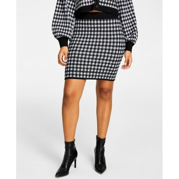 Women's Checkered Sweater Skirt Penny Gingham S