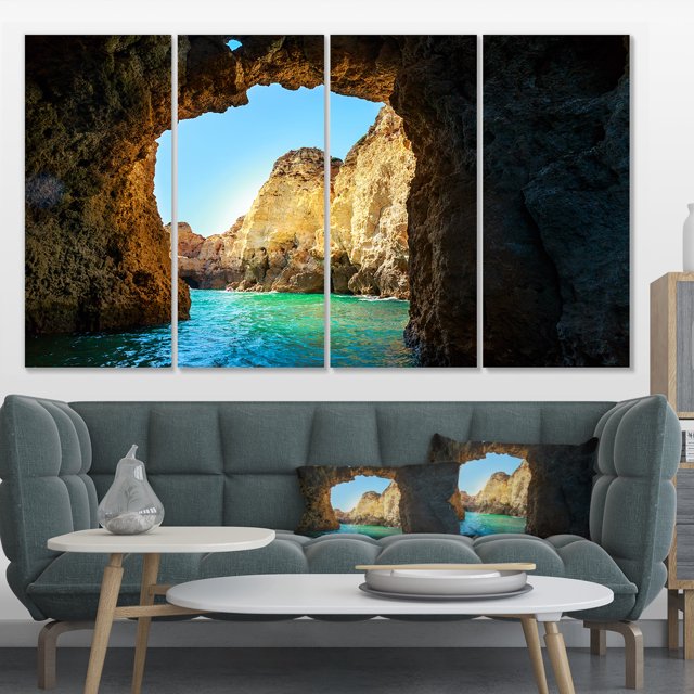 Sea through Rocky Cave Portugal - Extra Large Seashore Canvas Art