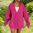 thumbnail image 2 of Hpapadks Women's Fashion Hoodies Oversized Soft Zip Up Long Sleeve Solid Loose Fit Warm Hooded Women's Sweatshirt Hot Pink XXXXL, 2 of 7