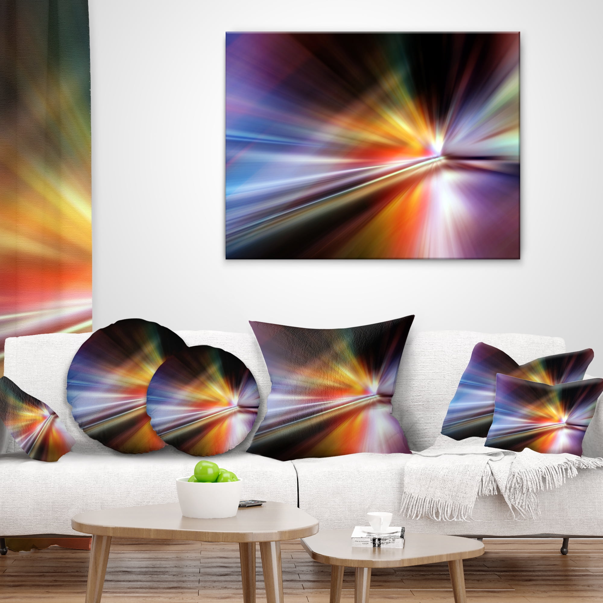 Designart Rays of Speed Purple - Abstract Throw Pillow - 18x18