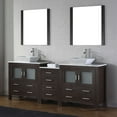 thumbnail image 6 of Dior 82" Double Bath Vanity in Espresso with White Engineered Stone Top and Square Sinks with Polished Chrome Faucets with Matching Mirror, 6 of 8