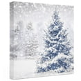 thumbnail image 2 of Ships Next Day Canvas Wall Art 8"x8", Christmas Tree Wood Framed Canvas Print Painting, Blue Tree Xmas Snowflake Winter Ready to Hang Small Picture Wall Decor for Home Bathroom Nursery Kitchen, 2 of 9