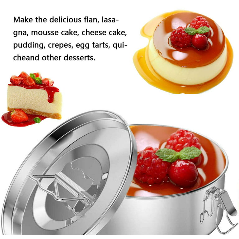 EasyShopForEveryone Stainless Steel Flan/Pudding Mold - Compatible with 6 qt Instant Pot, Cheesecake Pan with Laser Design, Easy to Use Flan Pan for