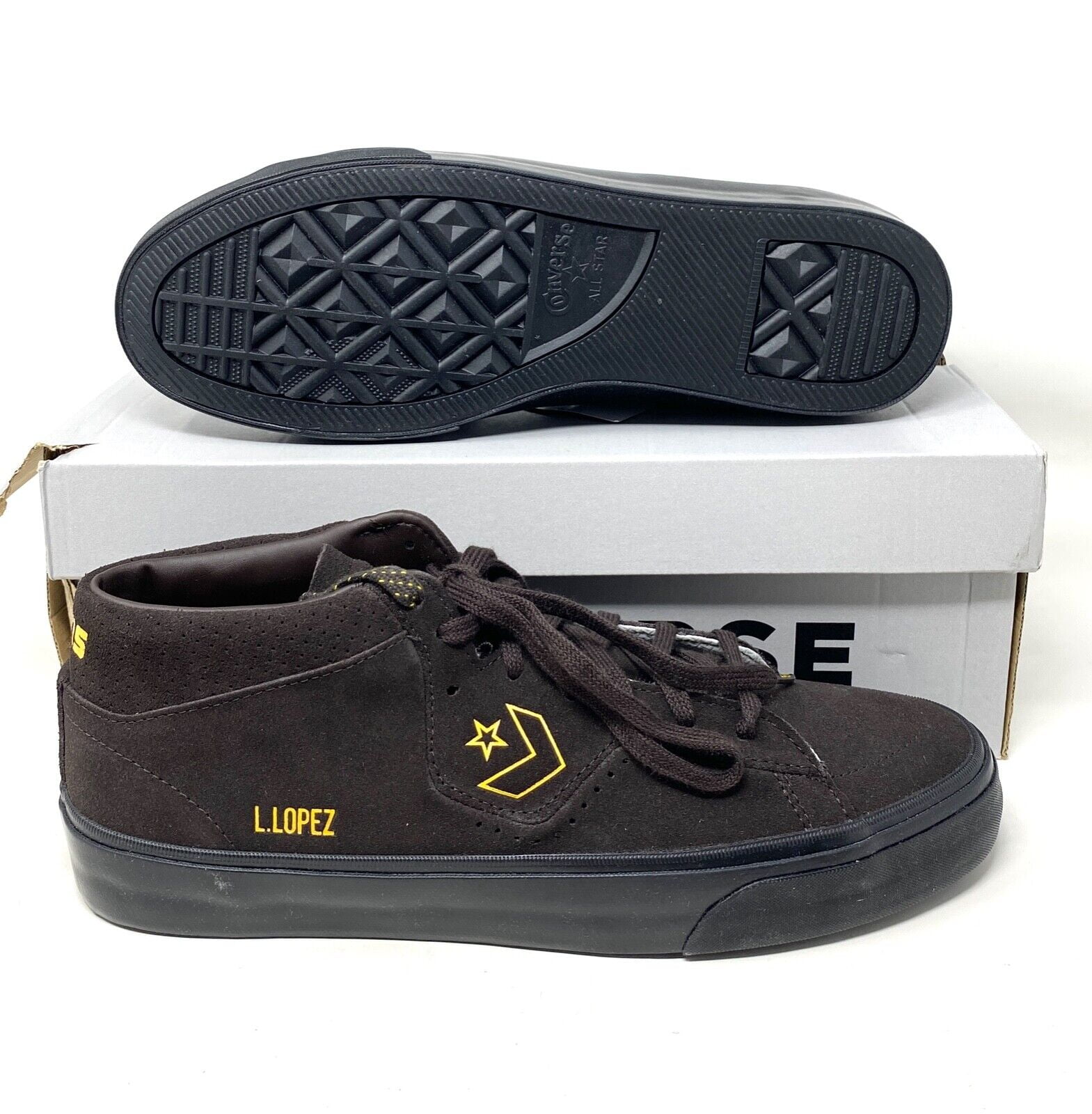 Converse Louie Lopez Pro Shoes Mid Top Brown Suede Sneakers A01247C -  Walmart.com, image size:1569x1600