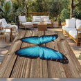 thumbnail image 2 of Blue Butterfly Outdoor Rug 6x9 Ft - Reversible Patio Rug Outdoor Camping Rugs, Vintage Animal Artwork Brown Wooden Grain Indoor Outdoor Area Rugs, Non-Slip Outdoor Carpet Runner for Deck/Porch, 2 of 8