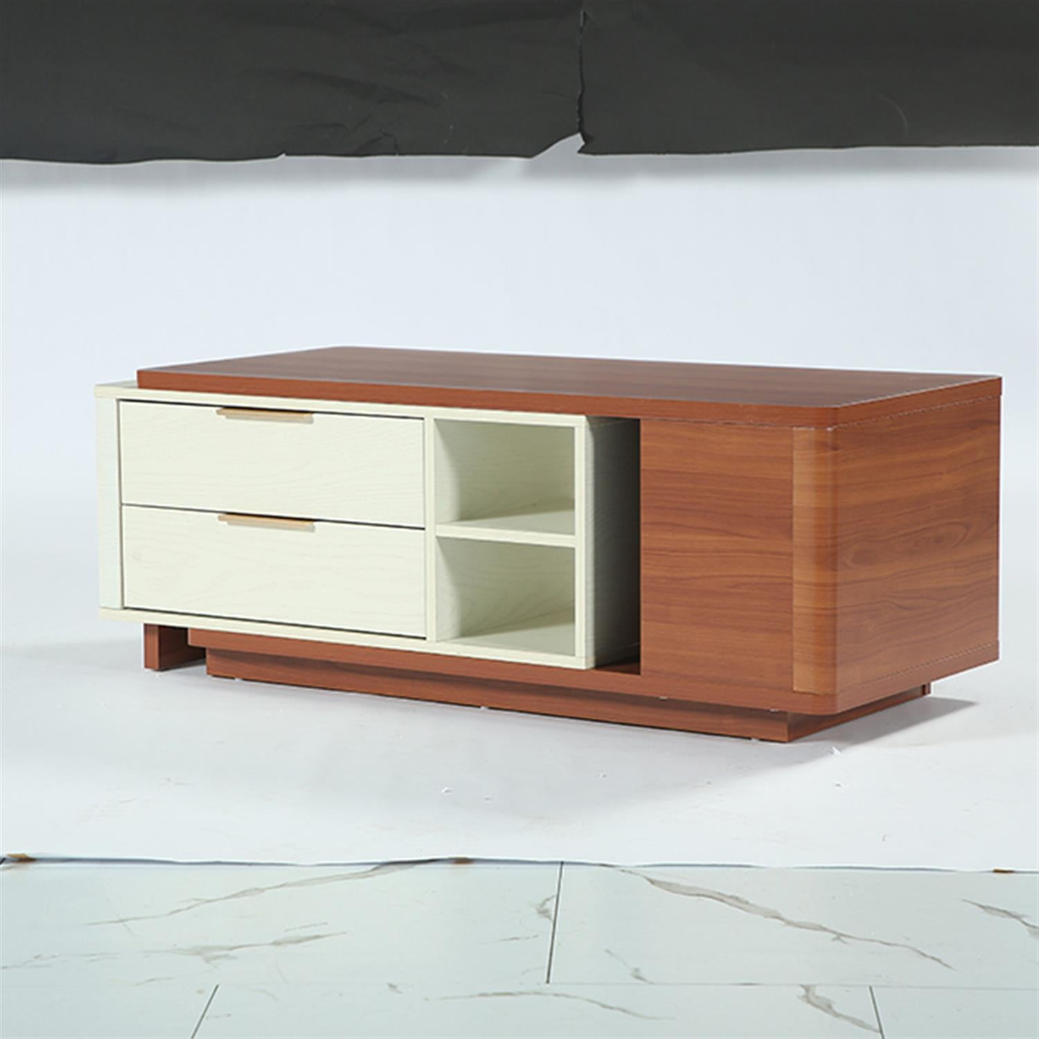 Demi Bonn 43" Extendable Coffee Table, Center Table with 2 Drawers and Reversible Tabletop for Home Living Room, Office, Brown