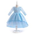 thumbnail image 2 of Sngxgn Girls Dresses Long Sleeve V Neck Ruffle Tiered Casual Party Dress(Blue,140), 2 of 9
