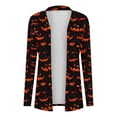 thumbnail image 4 of Kilaqueen Oversized Cardigans for Women Halloween Pumpkin Bat Print Casual Long Sleeve Open Front Knitted Sweater Cardigans Halloween Costumes, 4 of 7