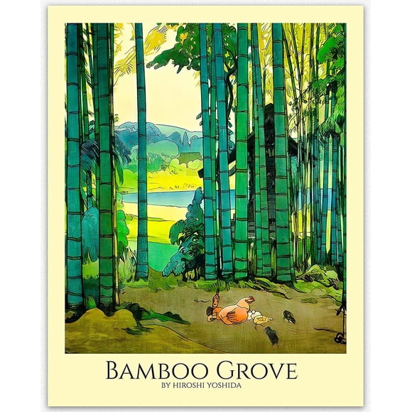 PPHAOSHO Japanese Japanese Woodblock Nature Green Bamboo Grove Hiroshi Yoshida Japanese Japan Poster frameless Painting Canvas Wall Posters Art Picture Print Modern Home Decor 20x30inch