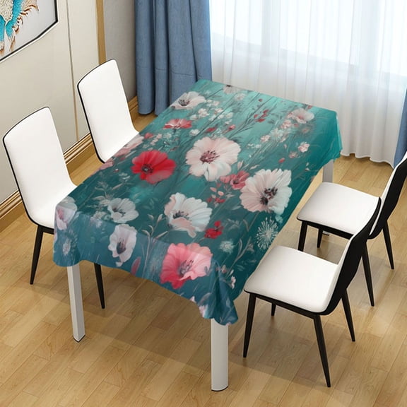 54x54 Inch Tablecloth Polyester Square Tablecloth for Home Kitchen Dinner Decor Beautiful Floral Pattern