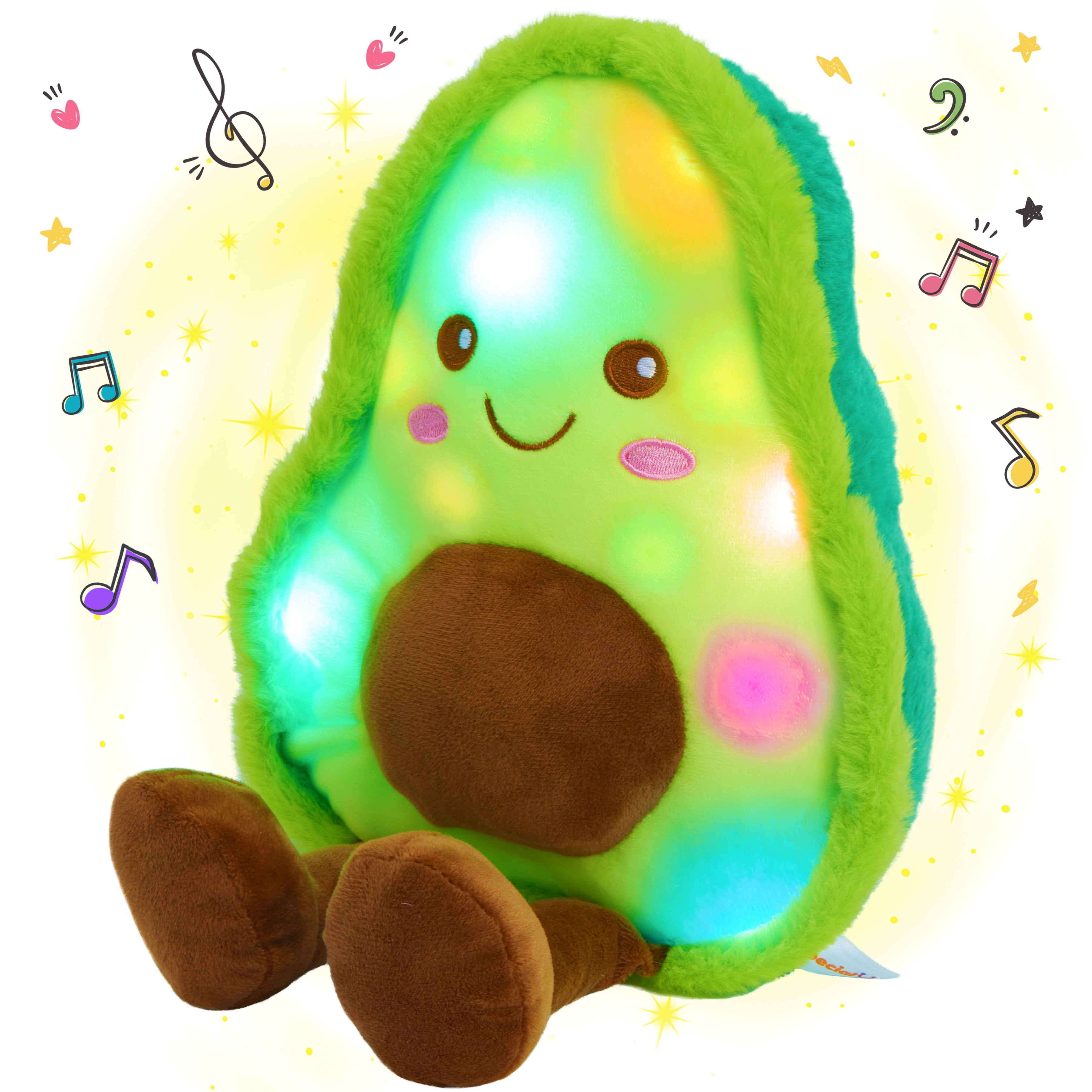 SpecialYou 10.5'' Musical Light up Stuffed Avocado Fruit Pillow Soft