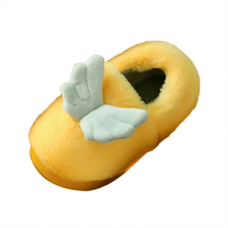 

AnuirheiH Toddler Girls Shoes Plush Wing Keep Warm Non-slip Infant Shoes Soft Cotton Slippers 4-6$ off 2nd