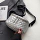 thumbnail image 2 of Bolso bandolera para mujer Bolso grande de cuero PU Bolsos tipo satchel acolchados (Plata), 2 of 8