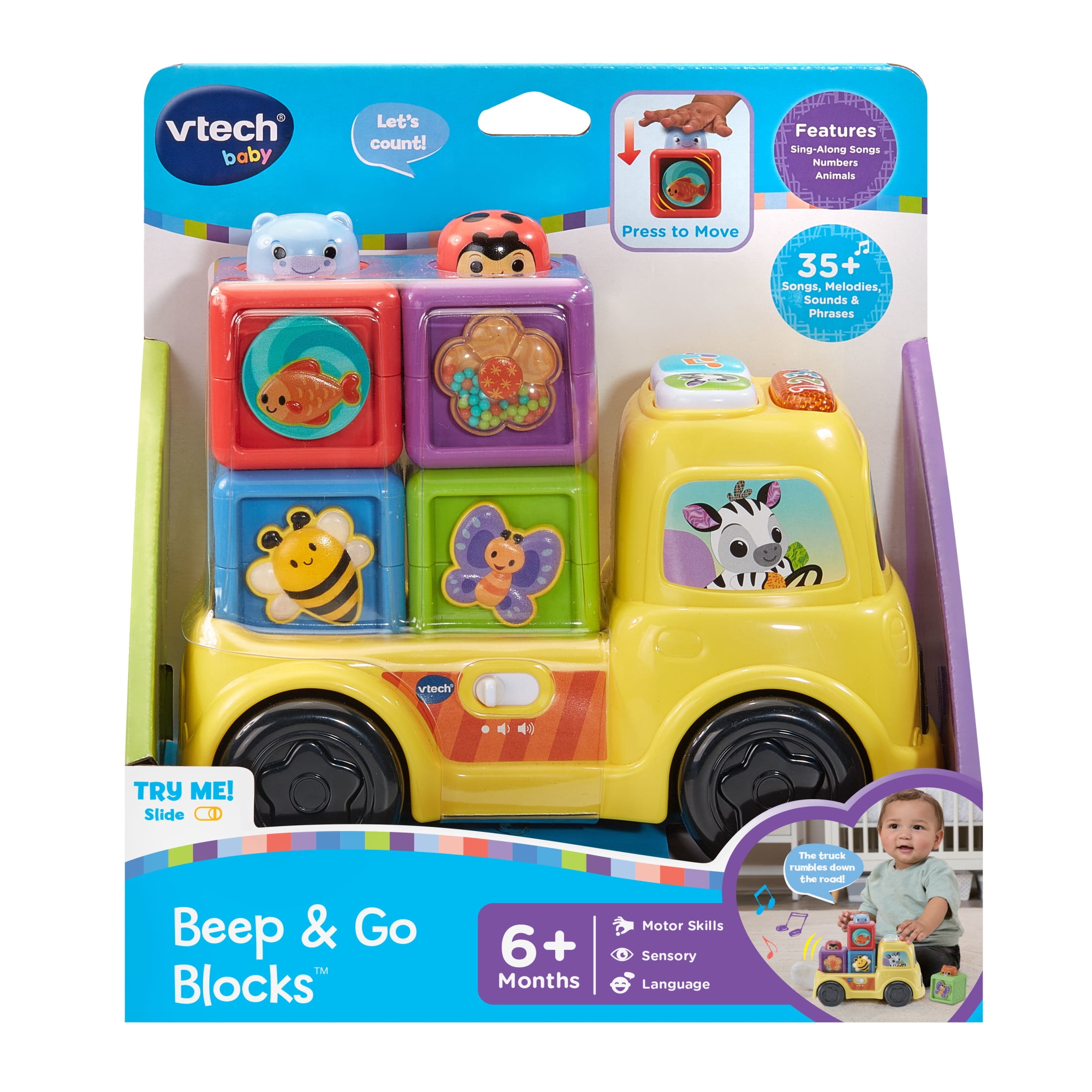 VTech Baby Beep & Go Blocks Truck Set, Ages 6+ Months, Includes 4 Colorful Animal Blocks