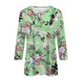 thumbnail image 5 of JULMCOMO Elbow Sleeve Womens Blouses Dressy Casual Summer Crew Neck T Shirts Trendy Dressy Floral Print Shirts Loose Fit Dressy Casual Graphic Tees Green 3XL, 5 of 5