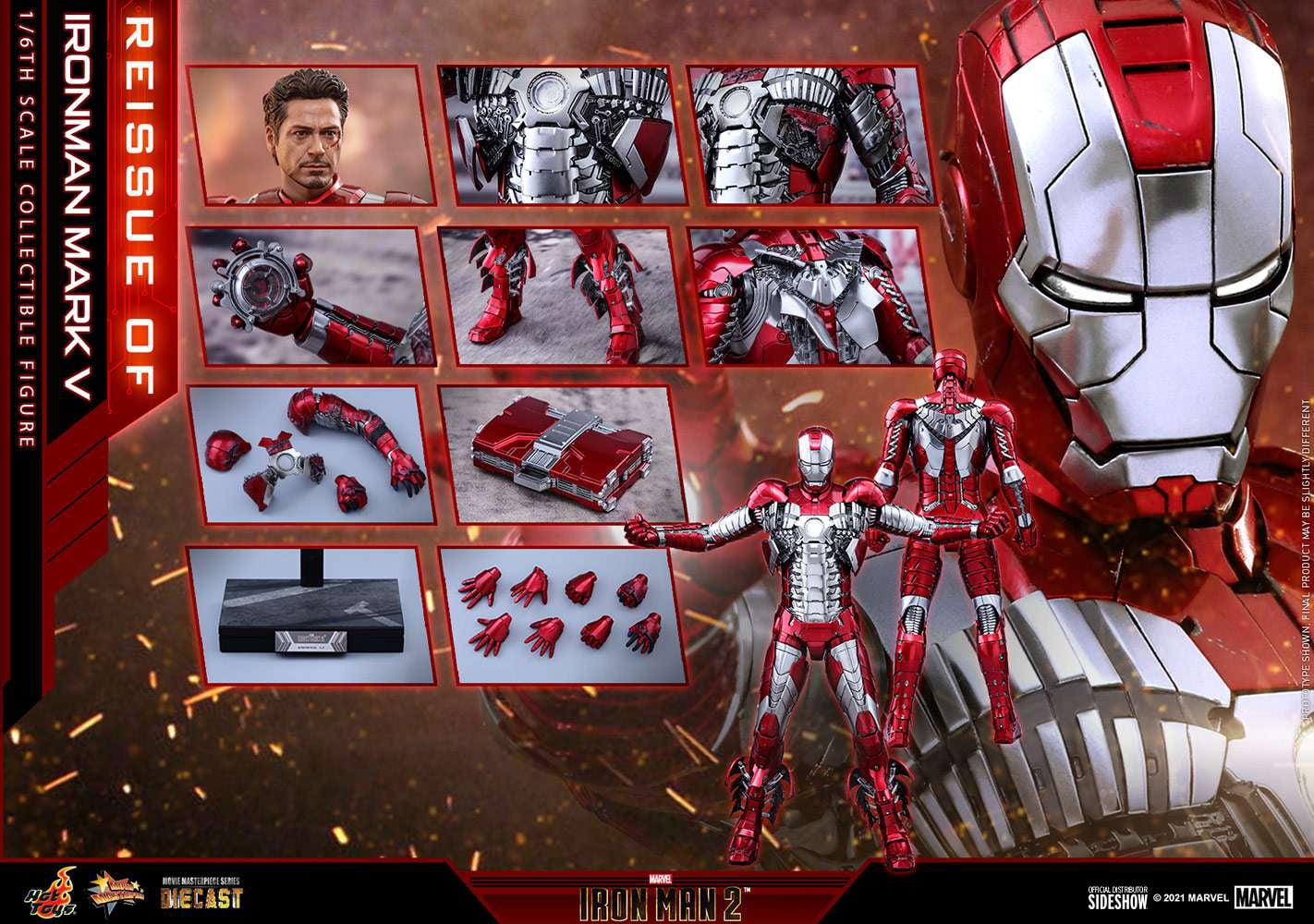 Marvel Movie Masterpiece Diecast Iron Man Mark V Collectible Figure (Re-Issue)