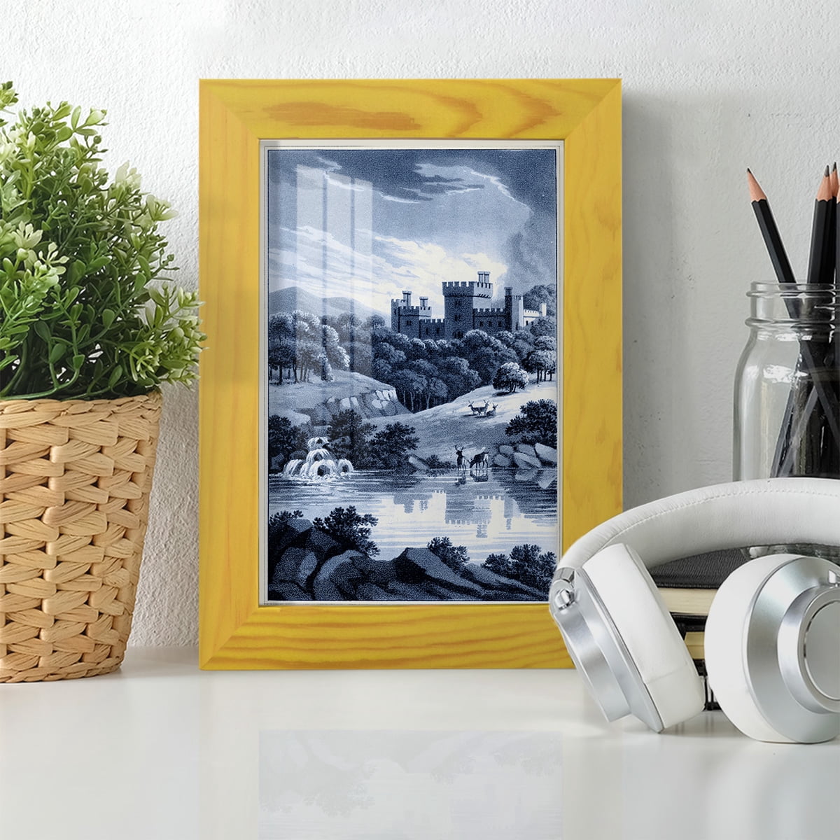 Estate View II -Framed Print w/glass-Sunflower Yellow