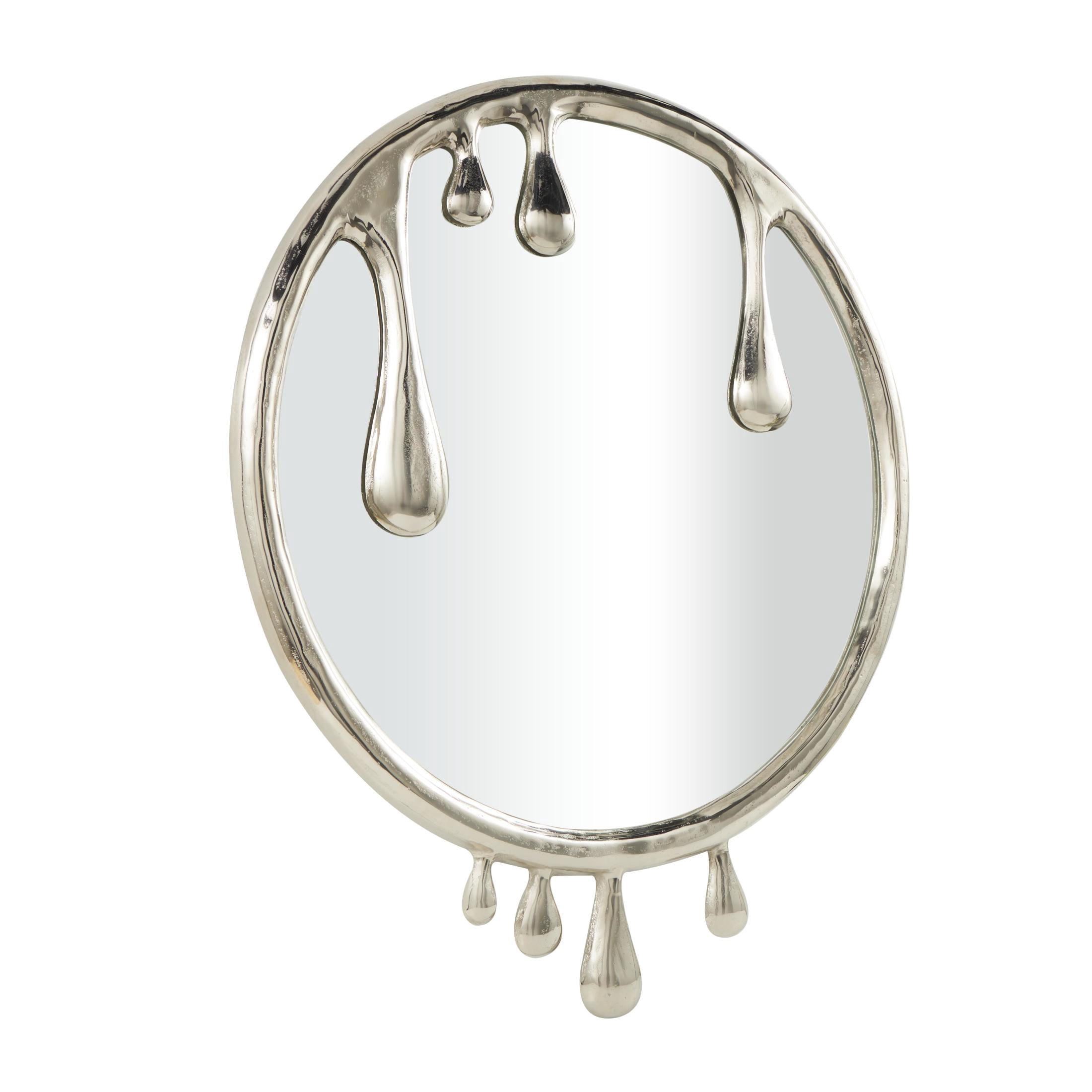 DecMode 36" x 43" Silver Melting Drip Abstract Wall Mirror