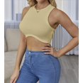 thumbnail image 3 of XINQIHANG Women's Crew Neck Racerback Knit Ribbed Basic Sleeveless Crop Tank Tops, 3 of 5