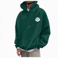 thumbnail image 3 of YIWULA Men's Zip-Up Hoodies Solid Hip-Hop Y2K Oversize Wash Old Craft Basic Hoodies Heavyweight Casual Fit Sweatshirt(S,Green), 3 of 8