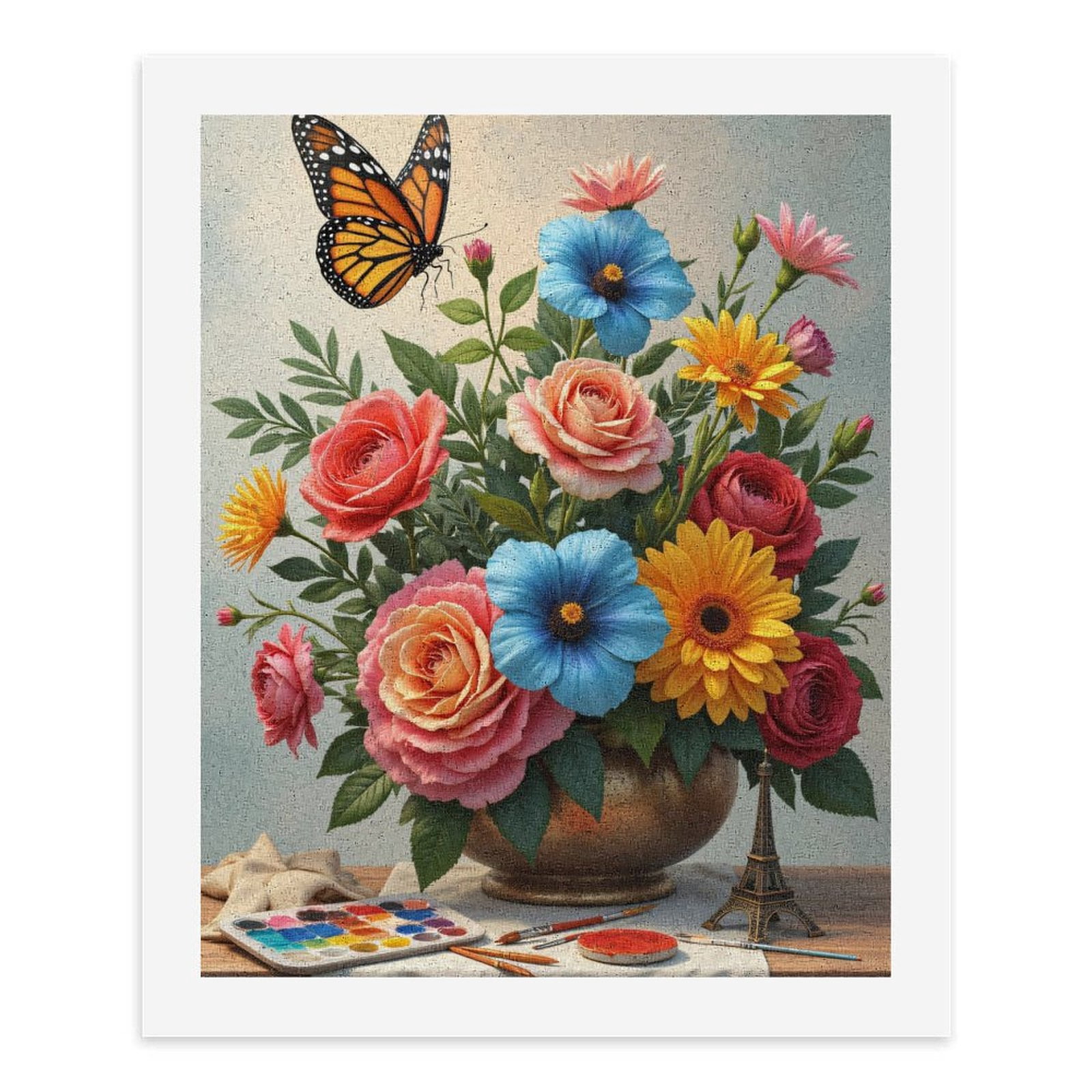 Paint By Numbers Kit for Adults Beginner - Colorful Floral Art Painting Butterfly DIY Canvas Painting Kits for Adults, Frameless Paint By Number for Adults for Home Wall Decor 16x20 Inch