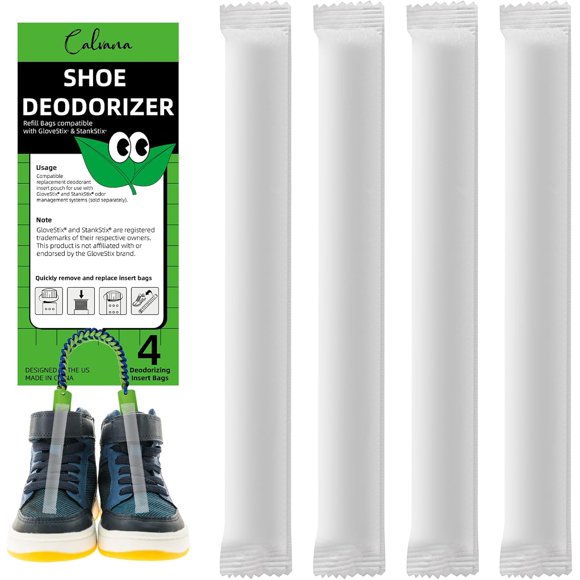 (4-Pack) Shoe Deodorizer, Refill Bags Compatible with GloveStix & StankStix, Odor Eliminator for Hockey & Lacrosse Gloves, Boxing & Soccer Gear, Gym Bags & Sports Equipment, Up to 6 Months