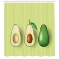 thumbnail image 3 of Avocado Shower Curtain, Realistic Avocado Cut in Half Image with Brown Seeds Exotic Food Theme, Fabric Bathroom Set with Hooks, 69W X 84L Inches Extra Long, Green Pale Green Brown, by Ambesonne, 3 of 3