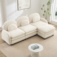 thumbnail image 2 of Miekor Furniture Teddy Fabric Cloud-like 3-Seat Sofa,Curved Backrest and Armrest with Curved Lumbar Pillows, Sectional 3 Seater Modular Couch with Movable Ottoman and Supportive Double-layer c No2488, 2 of 9