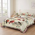 thumbnail image 2 of Quilts Twin Size Bedding Set, Rustic Cardinal Bird Lightweight Quilted Comforter, Country Leaves Branches Berries Pink Soft Reversible Bedspread Coverlet with Pillow Covers for All Season, 68" x 86", 2 of 9