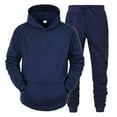 thumbnail image 5 of 2Pcs/Set Long Sleeve Elastic Waist Mid-rise Thickened Sportswear Set Men Winter Solid Color Pockets, 5 of 5