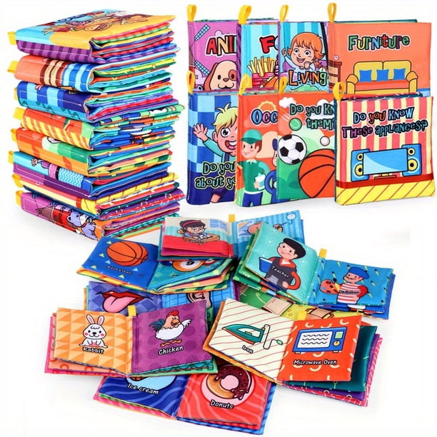 Baby Bath Books,Nontoxic Fabric Soft Baby Cloth Books,Early Education Toys,Waterproof Baby Books For Toddler, Infants Perfect Shower Toys,Kids Bath Toys Birthday Gift(Pack Of 8)