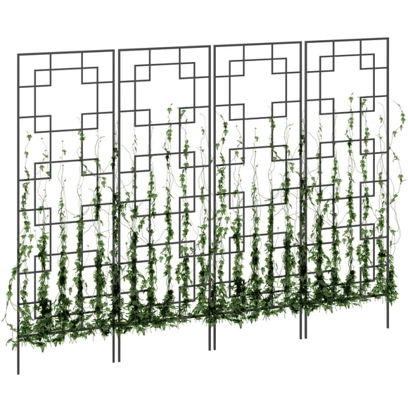 Outsunny 72" Garden Trellis Pack of 4, for Roses, Vine, Cucumber, Clematis