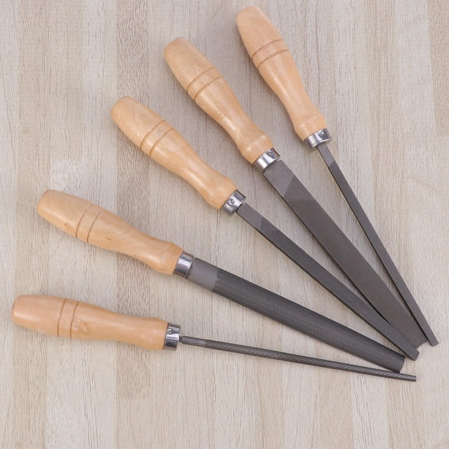 GOOHOCHY Steel File Set 5Pcs for Hobby Modeling and Jewelry Making with Ergonomic Shape 6Inch