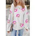 thumbnail image 5 of Casuashion Sparkle Santa Graphic Oversized Long-Sleeve Blouse - Fashionable Sequin Christmas Sweater, 5 of 8