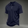 thumbnail image 2 of Hearthz Big and Tall Polo Shirts for Men 3 Button Placket Lapel Collar Men Short Sleeve Shirt Business Casual Mens Golf Polo Shirts Work Out Shirts Navy S, 2 of 7